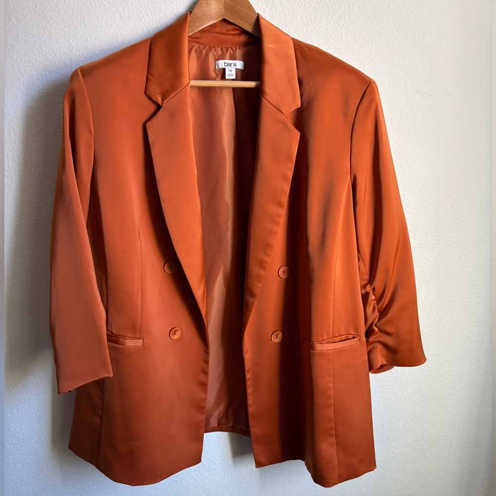 Bar III Rust Orange Satin like blazer XXL